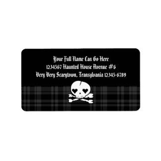 Kawaii Skull & Black Plaid Label