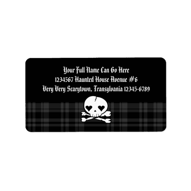 Kawaii Skull & Black Plaid Label (Front)