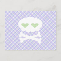Kawaii Skull Crossbones on Punky Purple Plaid