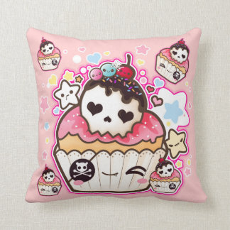 Kawaii skull cupcakes with stars and hearts cushion