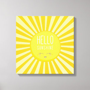 KAWAII SKY bright bold yellow smiling sun sunshine Canvas Print