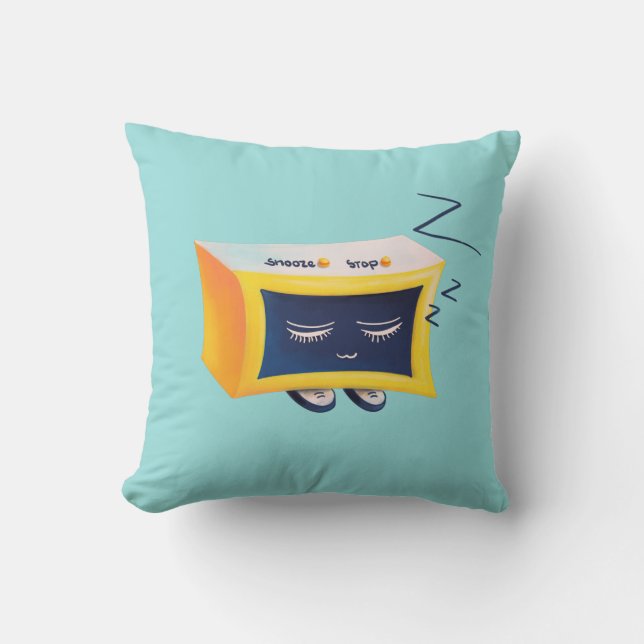 Kawaii Sleeping Alarm Clock Character Cushion (Front)
