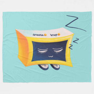 Kawaii Sleeping Alarm Clock Character Fleece Blanket