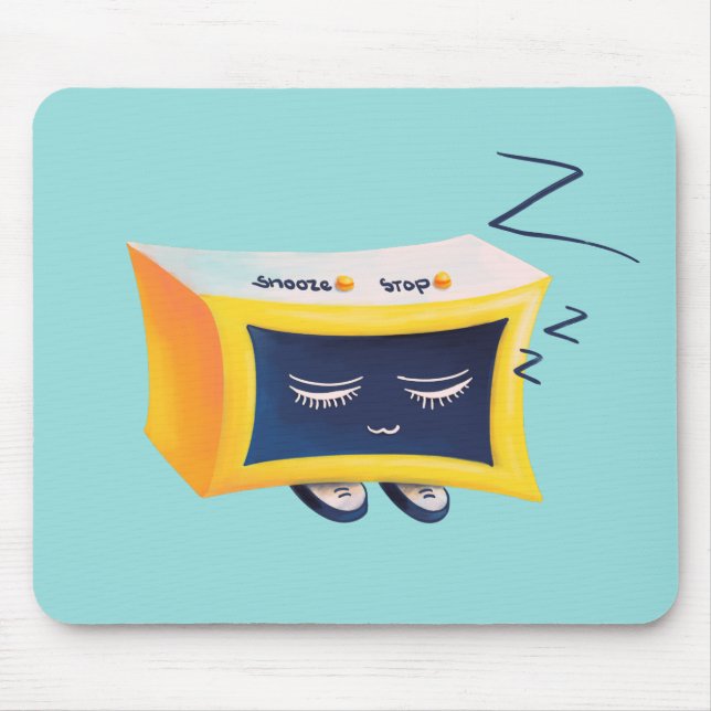 Kawaii Sleeping Alarm Clock Character Mouse Mat (Front)
