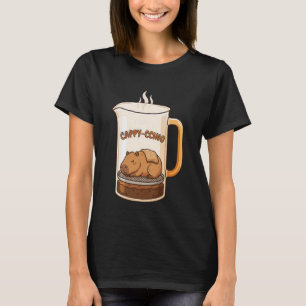 Kawaii Sleeping Capybara Coffee Cappy-ccino French T-Shirt