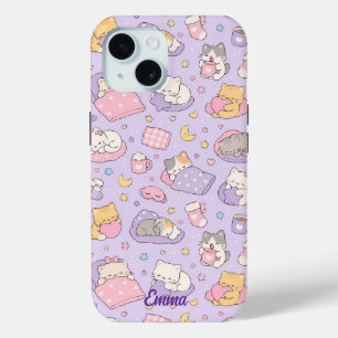 Kawaii Sleeping Cats Pattern Phone Case