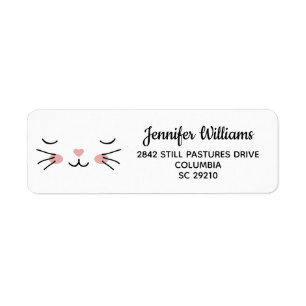 Kawaii Sleepy Cat Face Personalised Address Labels
