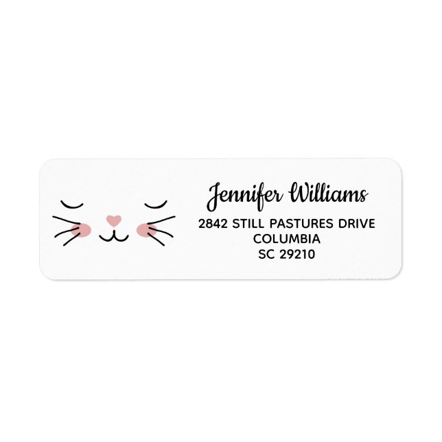 Kawaii Sleepy Cat Face Personalised Address Labels (Front)
