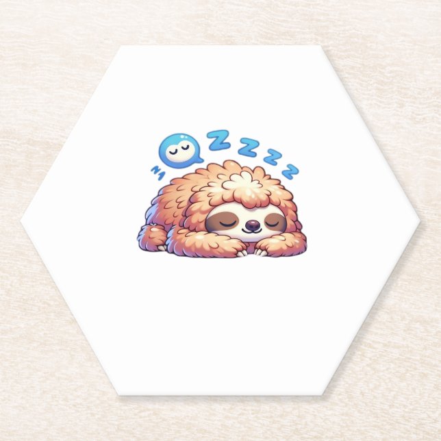 Kawaii Sleepy Sloth Napping Zzz Funny Lazy Animal  Paper Coaster (Front)