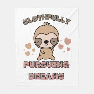 Kawaii Sloth Animal Pun Fleece Blanket