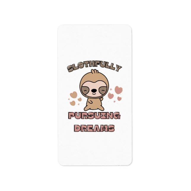 Kawaii Sloth Animal Pun Label (Front)