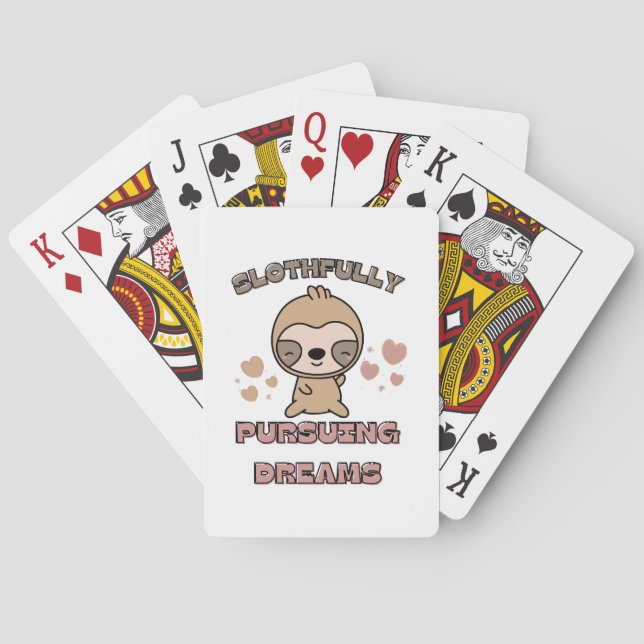 Kawaii Sloth Animal Pun Playing Cards (Back)