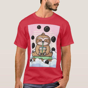 Kawaii Sloth Bubble Boba Milk Tea Japanese Aesthet T-Shirt