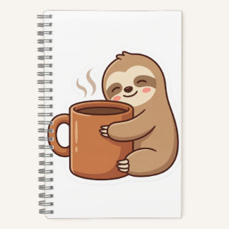 Kawaii Sloth Coffee Spiral Notebook | Aesthetic Jo