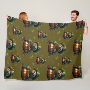 Kawaii sloth. Funny Irish Leprechaun. Saint Patric Fleece Blanket