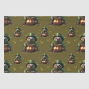 Kawaii sloth. Funny Irish Leprechaun. Saint Patric Tissue Paper