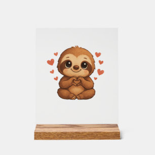 Kawaii Sloth Hearts Cute Sloth Lover Long Sleeve T Acrylic Sign