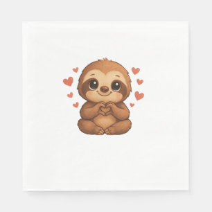 Kawaii Sloth Hearts Cute Sloth Lover Long Sleeve T Napkin