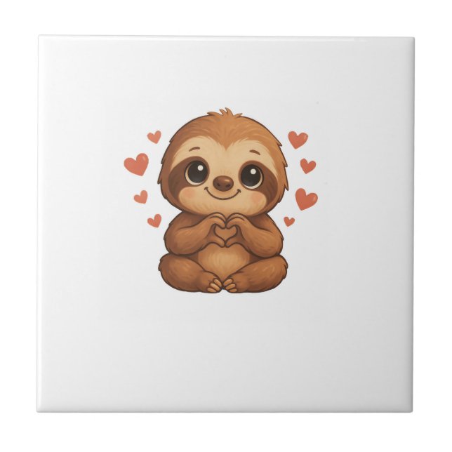 Kawaii Sloth Hearts Cute Sloth Lover Long Sleeve T Tile (Front)