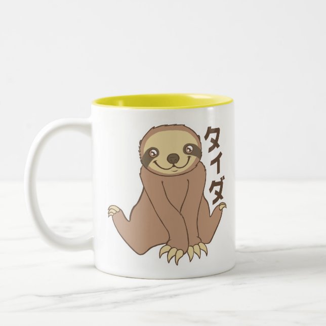 Kawaii Sloths Two-Tone Coffee Mug (Left)