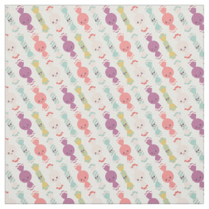 Kawaii Smiling Candy All-Over Pattern Fabric