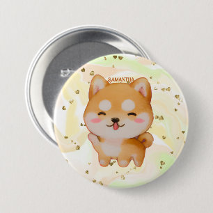 Kawaii Smiling Cartoon-Style Shiba Inu 7.5 Cm Round Badge
