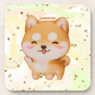 Kawaii Smiling Cartoon-Style Shiba Inu Coaster