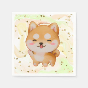 Kawaii Smiling Cartoon-Style Shiba Inu Napkin