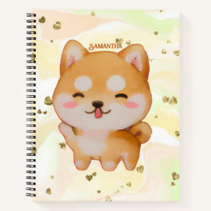 Kawaii Smiling Cartoon-Style Shiba Inu Notebook