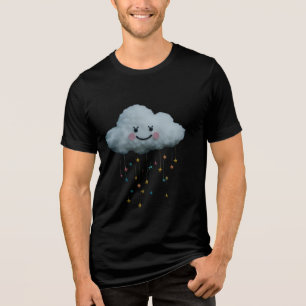 Kawaii Smiling Cloud T-shirt – Cute Cloud Raining  Tri-Blend Shirt