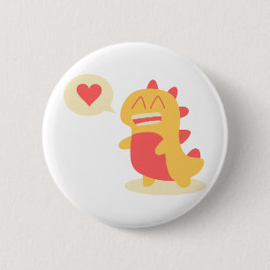 Kawaii smiling Dino talking about love 6 Cm Round Badge