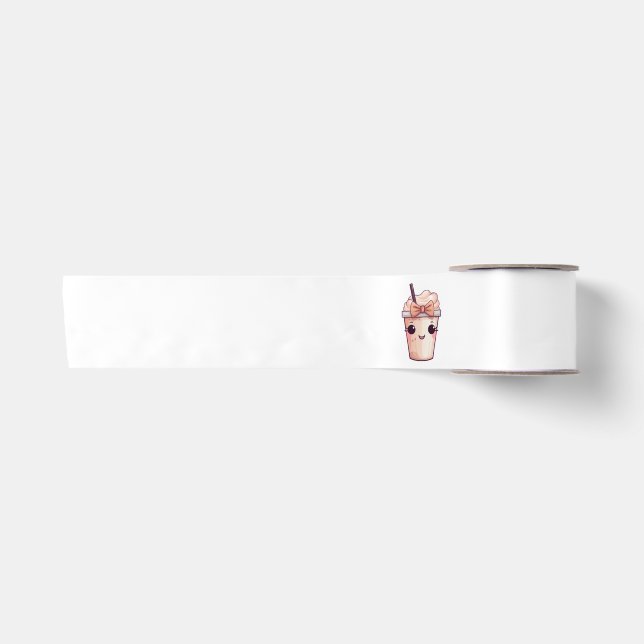 Kawaii Smiling Frappe Satin Ribbon (Front)