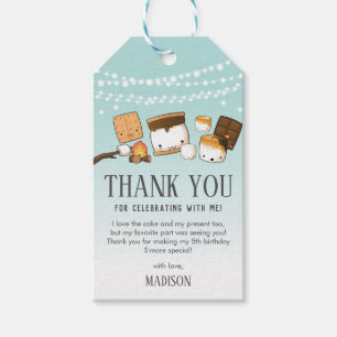 Kawaii S'mores Camping Birthday Thank You Favor Gift Tags