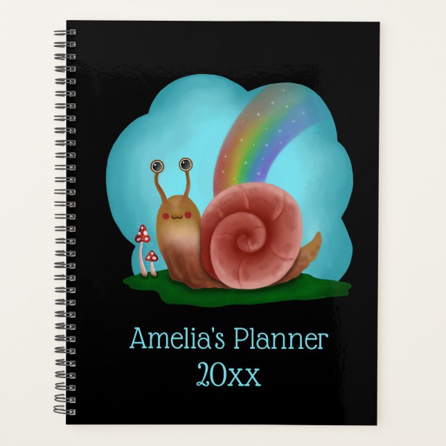 Kawaii Snail Cute Personalised  Planner (Front)