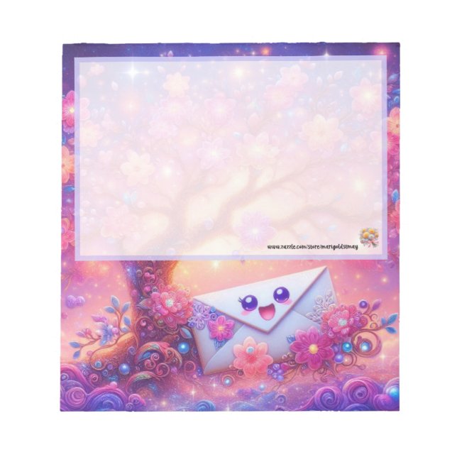 Kawaii Snail Mail Envelope Notepad (Front)