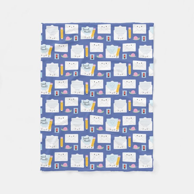 Kawaii Snail Mail Fleece Blanket (Front)