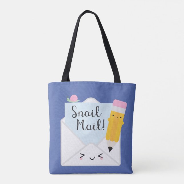 Kawaii Snail Mail Reversible Tote Bag (Back)
