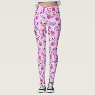 Kawaii Snakes And Roses Pastel Goth Leggings