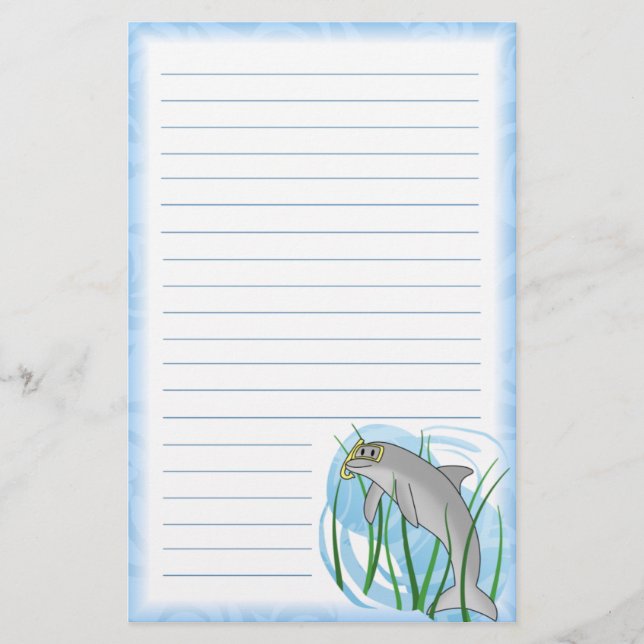 Kawaii Snorkel Dolphin Stationery (Front)
