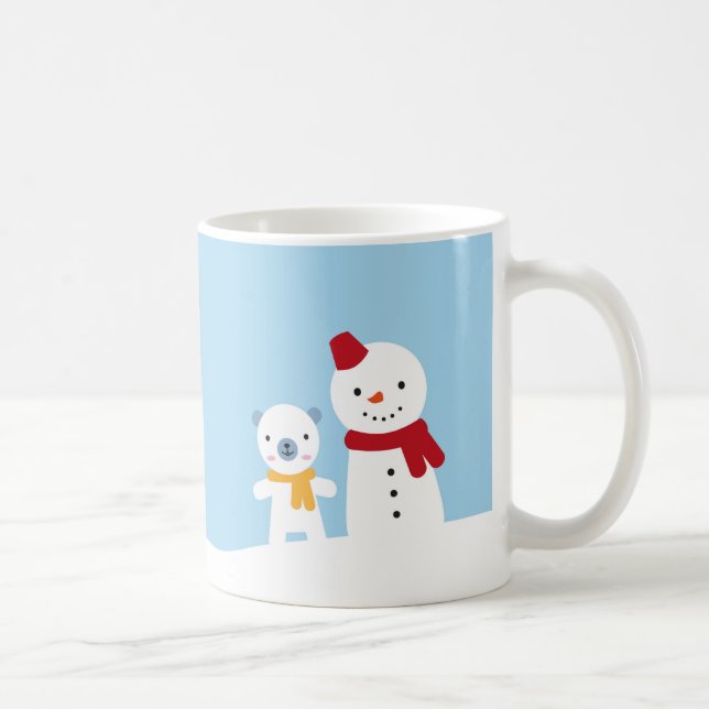 Kawaii Snow Day with Bunny & Bear Christmas Coffee Mug (Right)