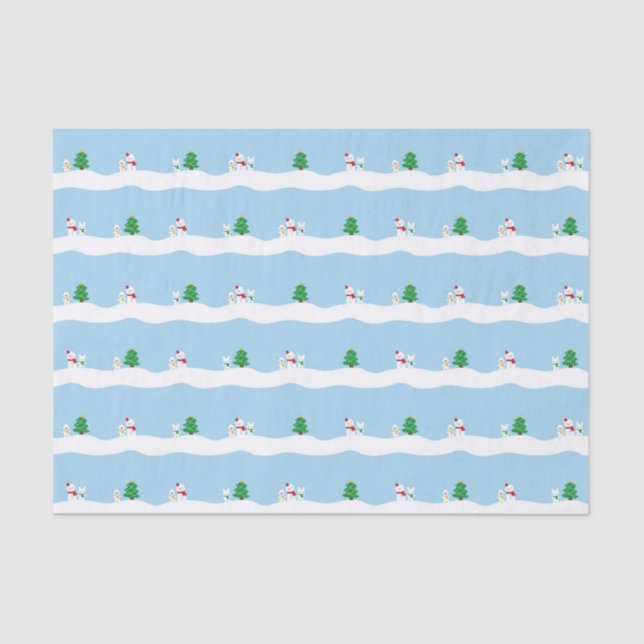 Kawaii Snow Day with Bunny & Bear Christmas Tissue Paper (Front)