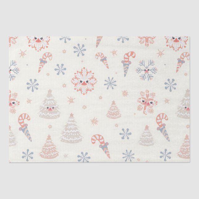 Kawaii Snowflakes pattern Tissue Paper (Front)