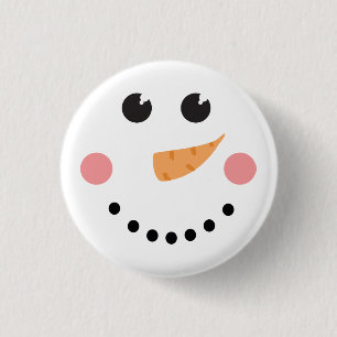 Kawaii Snowman Face with carrot nose 3 Cm Round Badge