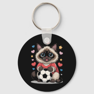 Kawaii Soccer Cat Just Girl Who Loves Birman Winni Key Ring