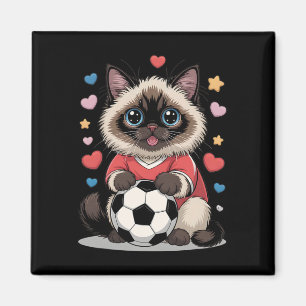 Kawaii Soccer Cat Just Girl Who Loves Birman Winni Magnet