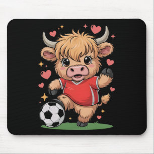 Kawaii Soccer Heifer Just Girl Who Loves Ball Cows Mouse Mat