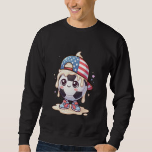 Kawaii Soccer Melting Ice Cream Drip Sport Love Bo Sweatshirt