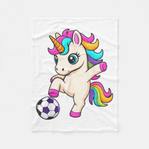 Kawaii Soccer Unicorn Just Girl Who Loves Winning Fleece Blanket