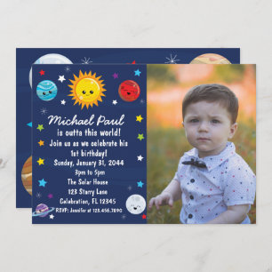 Kawaii Solar System Outta This World Birthday Invi Invitation
