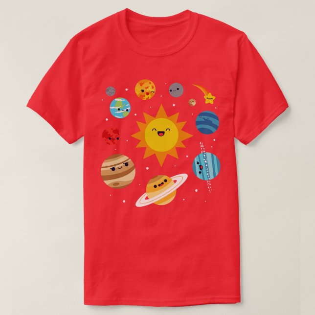 Kawaii Solar System T-Shirt (Design Front)